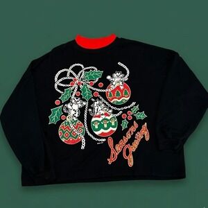 Vintage 1991 Variety Christmas Cats Ornaments Sweatshirt Season's Greetings XL